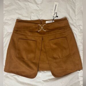 COMMENSE Women's Faux suede Tan mini skirt